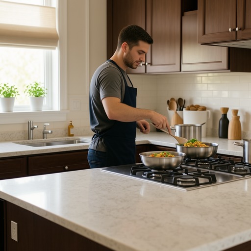 Final generated image showing a person cooking.