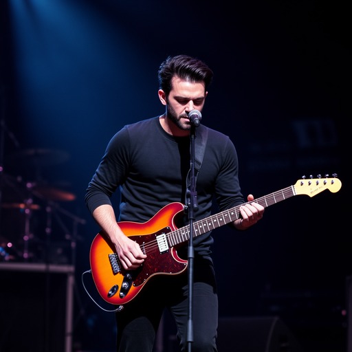 Final generated image showing a person playing guitar.